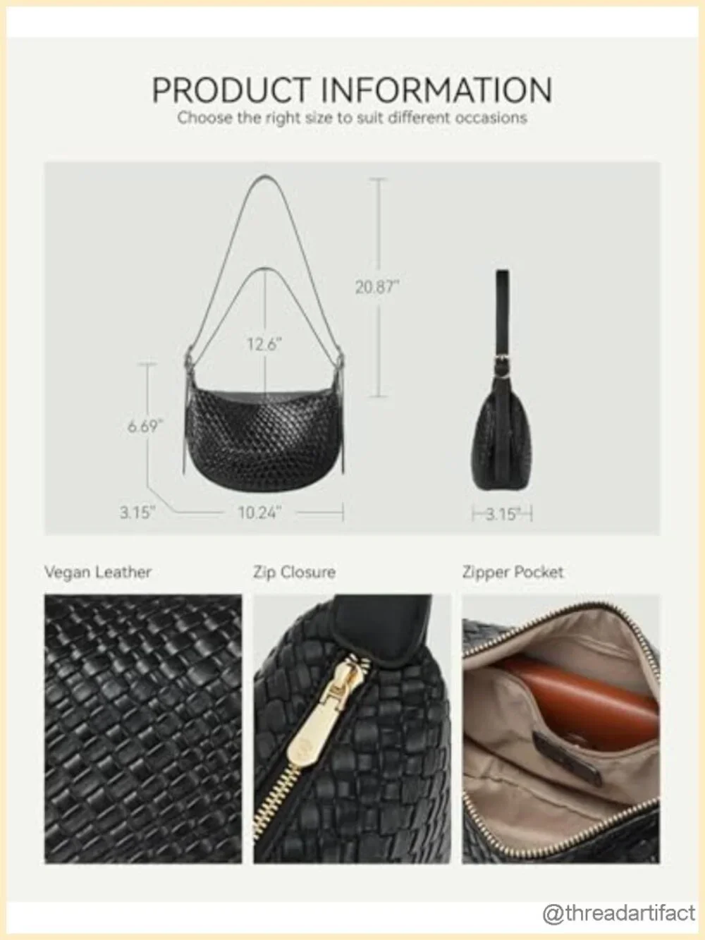 Vegan Leather Crescent Crossbody Bag Adjustable Strap Hobo Handbag